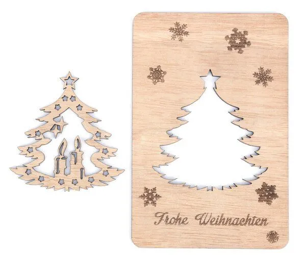 El Puente El Puente Weihnachtskarte mit integriertem Deko-Anhänger | Fair Trade & Handmade aus Indien, Natur, – Produktbild 1 von 3