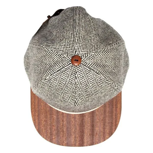 Lou-i Lou-i Tweed Cap mit edlem Holzschild Made in Germany - Sehr bequeme Wintercap, Weiß-schwarz, – Produktbild 4 von 4