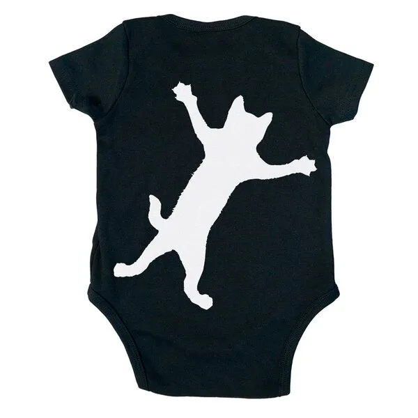 HANDGEDRUCKT HANDGEDRUCKT "Klammerkatze" Baby Body, Schwarz, – Produktbild 1 von 4