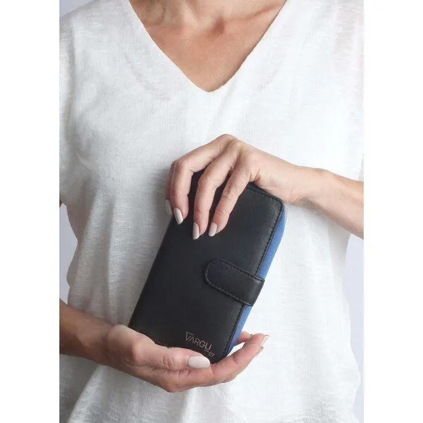 Vargu Vargu Echtleder Geldbörse SABA 1-A, Black - blue, – Produktbild 3 von 4
