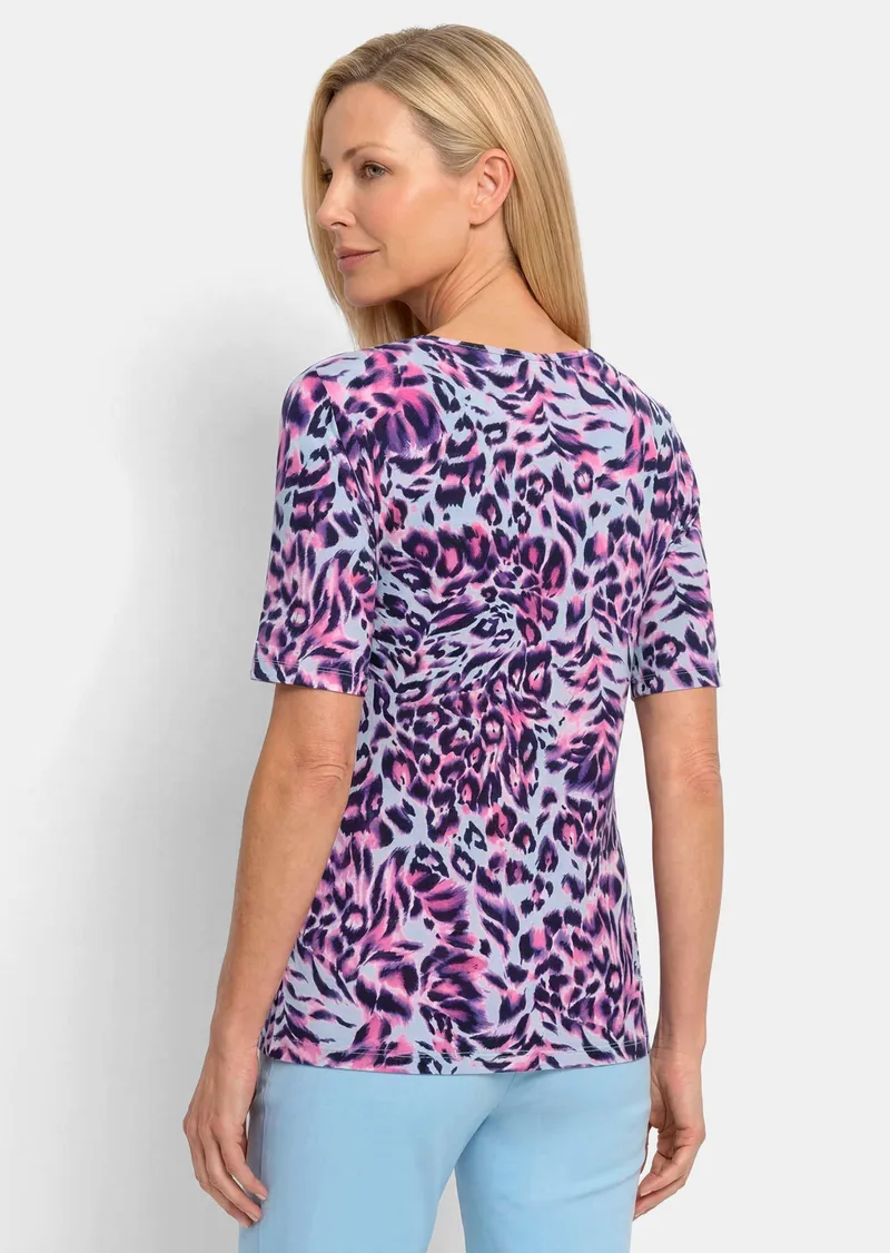 Goldner Jersey-Shirt mit Animal Print - hellblau / pink / gemustert - Gr. 46 von Goldner Fashion, Blau, – Produktbild 3 von 3