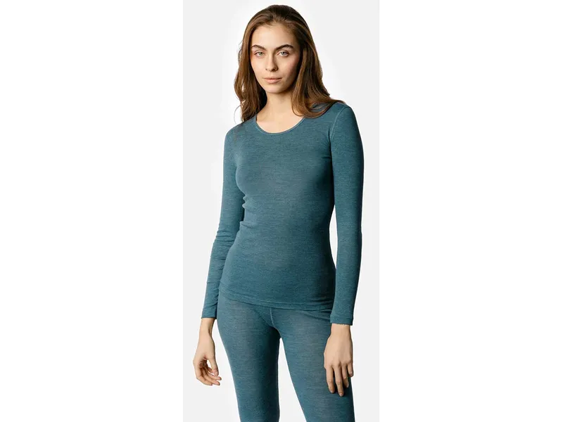 Living Crafts Living Crafts - Damen Langarm-Unterhemd (55% Bio-Wolle; 45% Bio-Baumwolle), Türkis, – Produktbild 2 von 2