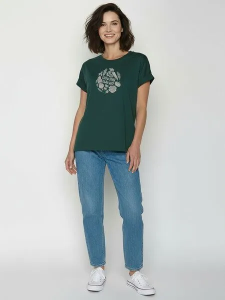 GreenBomb GREENBOMB Veggie Patch Loony - Sportliches T-Shirt aus Bio-Baumwolle mit Rollup Sleeve / hochwertiger Print / GOTS / Fair & Vegan, Türkis (petrolgrün), – Produktbild 3 von 4