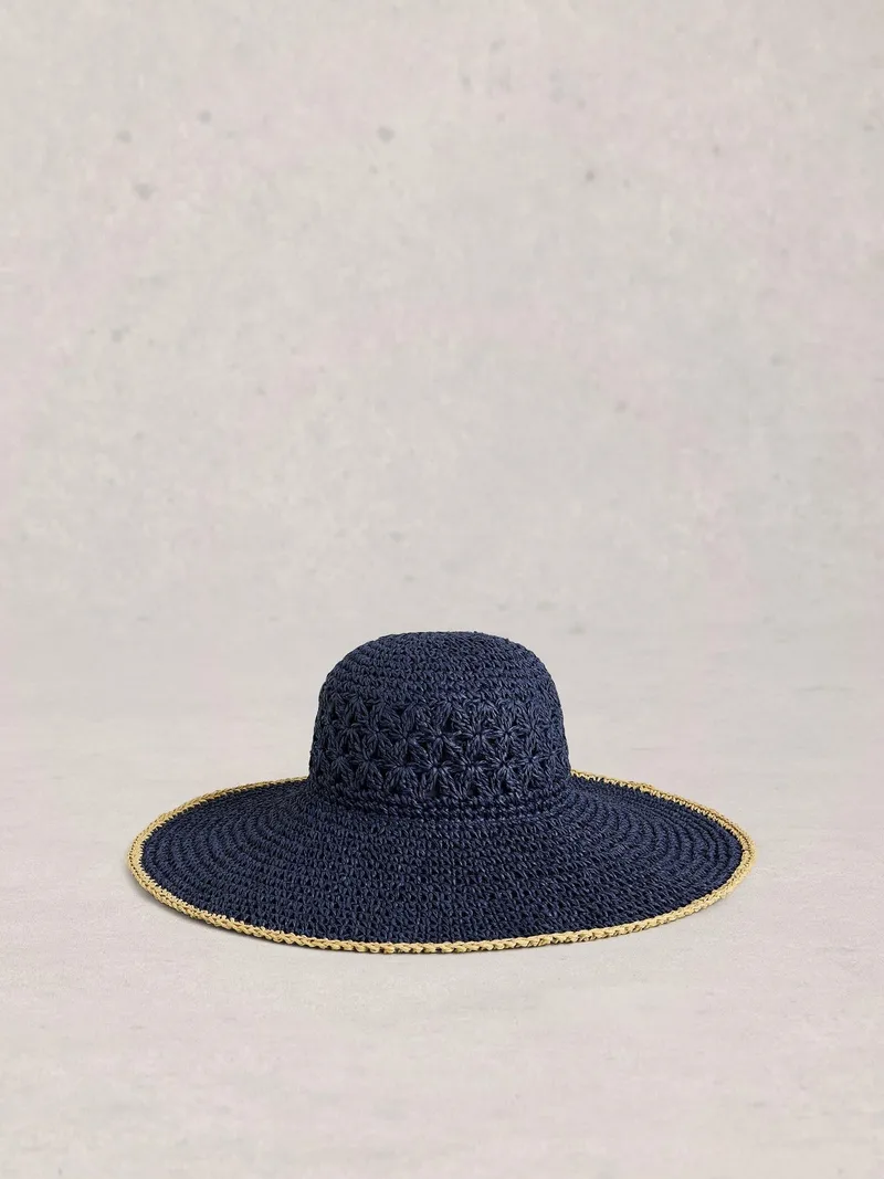 White Stuff Breitkrempiger Strohhut - Einheitsgröße, Marineblau multi, – Produktbild 1 von 2