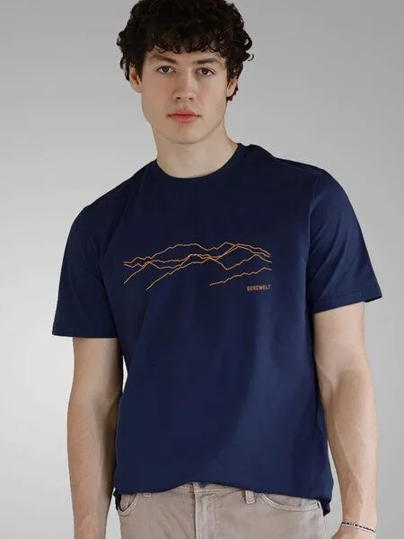 Kultgut Kultgut Artdesign - Biofair Shirt / Bergwelt, Dunkelblau, – Produktbild 4 von 4