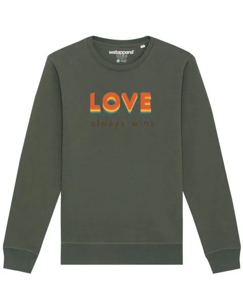 watapparel watapparel Sweatshirt Unisex Love always wins, Khaki, – Produktbild 1 von 3