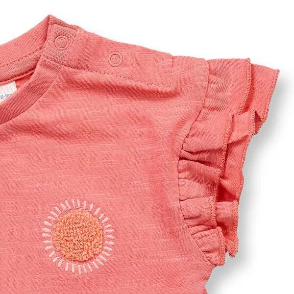 Sense Organics Sense Organics Baby T-Shirt in pfirsichrosa, Modell ADA, Sonne-motiv auf pfirischrosa, – Produktbild 2 von 2