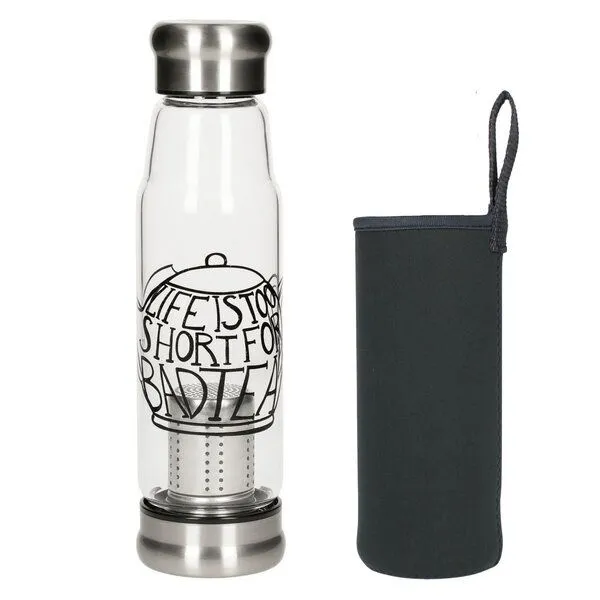 elasto elasto Glasflasche mit Teeeinsatz - Neoprenhülle und Motiv 0,5 l, Teapot, – Produktbild 1 von 3