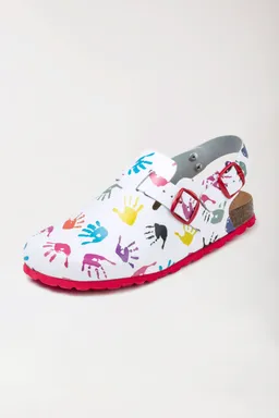 BERUFSBEKLEIDUNG Damen Clog, weiß/bunt - Berufsbekleidung.de – Produktbild 1 von 1