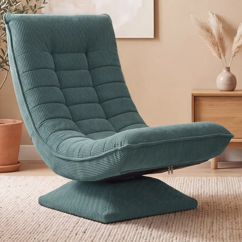 Casaria® Sessel Aberdeen Graugrün Cord 5fach verstellbar 360 Grad drehbar klappbar – Produktbild 2 von 2
