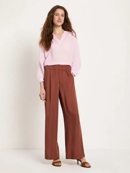 LANIUS LANIUS Hose mit weitem Bein aus TENCEL, Dark mocca, – Produktbild 1 von 4