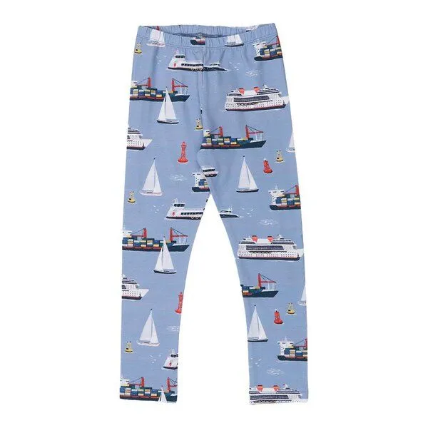 Walkiddy Walkiddy Leggings Hellblau Marine Adventures Schiffe-Allover Bio-Baumwolle GOTS – Produktbild 3 von 3