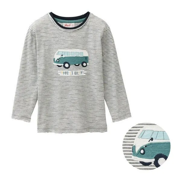 People Wear Organic People Wear Organic Langarm Shirt, natur geringelt, "Van", Bio-Baumwolle – Produktbild 1 von 4