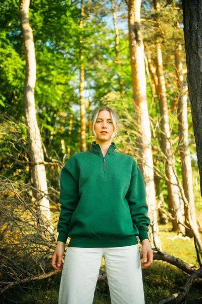 DIRTS dirts Quarter Zip Sweater Oversized, Court green, – Produktbild 3 von 4