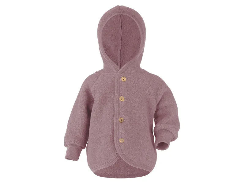 Engel natur Engel Natur Baby Jacke mit Kapuze Bio-Merinowolle Fleece melange-rosenholz Gr. 62/68, Rosa, – Produktbild 1 von 1