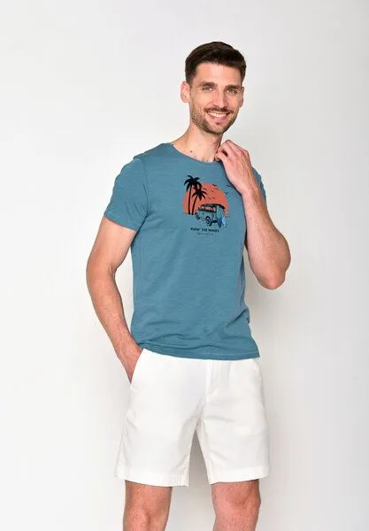 GreenBomb GREENBOMB Nature Car Surf Spice - Sportliches T-Shirt aus Bio-Baumwolle / hochwertiger Print / GOTS / Fair & Vegan, Blau (), – Produktbild 3 von 4
