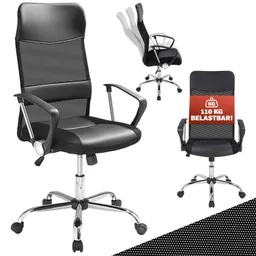 Casaria® Bürostuhl Deluxe Schwarz mit Netz – Produktbild 1 von 1