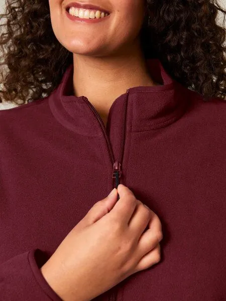 Human Family Human Family Basic Damen Fleecejacke "Guide" aus recyceltem Polyester, Burgunder, – Produktbild 2 von 4