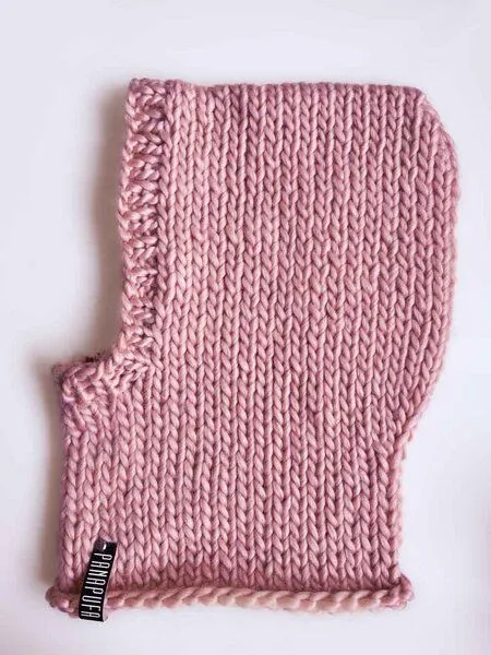 PANAPUFA PANAPUFA Handgestrickte Balaclava Kapuze – 100 % Merinowolle, Rosa, – Produktbild 2 von 2