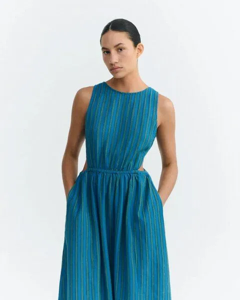 thinking mu thinking mu Kin Dress, Grün-blau (windsor stripes), – Produktbild 2 von 4