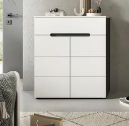furnling Schuhkommode Schuhschrank Cano, mit 2 Türen, 4 Fächer, 1 Schublade, grau/weiß, Schuhregal, Flurmöbel – Produktbild 1 von 1