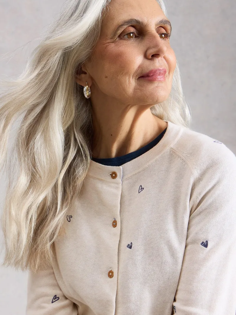 White Stuff Bestickte Strickjacke Lulu - 34, Elfenbein multi, – Produktbild 3 von 4
