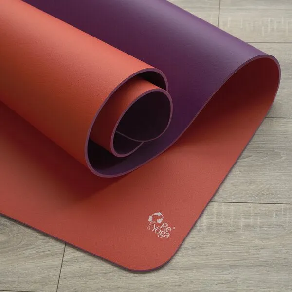 ReYoga ReYoga element STEADY 6mm - rutschfeste Yogamatte aus 100% Naturkautschuk, Lotus love (orangerot/violett), – Produktbild 1 von 3
