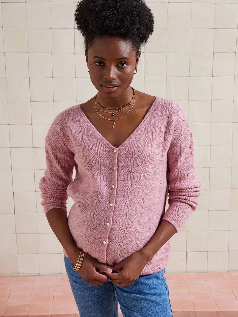 Vertbaudet Wende-Pullover, Altrosa, – Produktbild 1 von 4