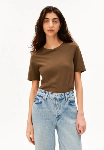 ARMEDANGELS ARMEDANGELS LUALAA Damen T-Shirt aus Leinen-Mix, Dried palm, – Produktbild 1 von 4