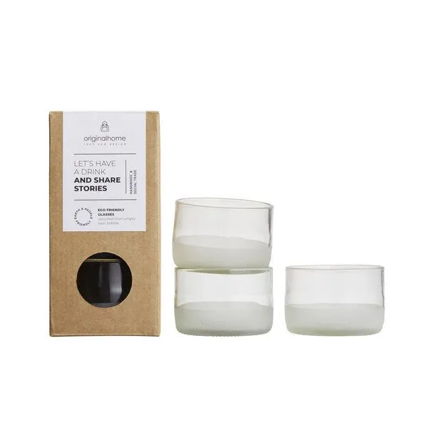 Originalhome Originalhome Gläser aus recycelten Bierflaschen, S/3, Klar, – Produktbild 1 von 2