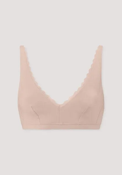 hessnatur hessnatur Bustier COTTON FEEL LACE aus Bio-Baumwolle, Puder, – Produktbild 6 von 6