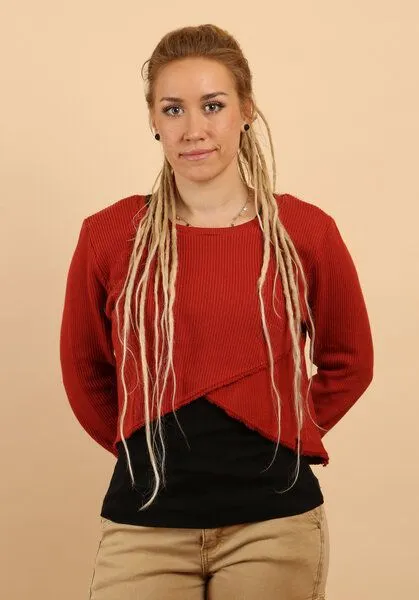 Die rote Zora Die rote Zora Strick Kurzsweater, Blood orange, – Produktbild 3 von 4