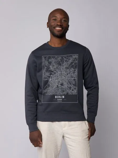 watapparel watapparel Sweatshirt Unisex City maps Berlin Landkarte, India ink grey, – Produktbild 2 von 3