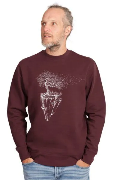 Life-Tree Life-Tree Sweater aus Biobaumwolle Fairwear Unisex "Maple Island" in Red Brown – Produktbild 1 von 5