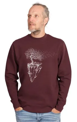 Life-Tree Life-Tree Sweater aus Biobaumwolle Fairwear Unisex "Maple Island" in Red Brown – Produktbild 1 von 1
