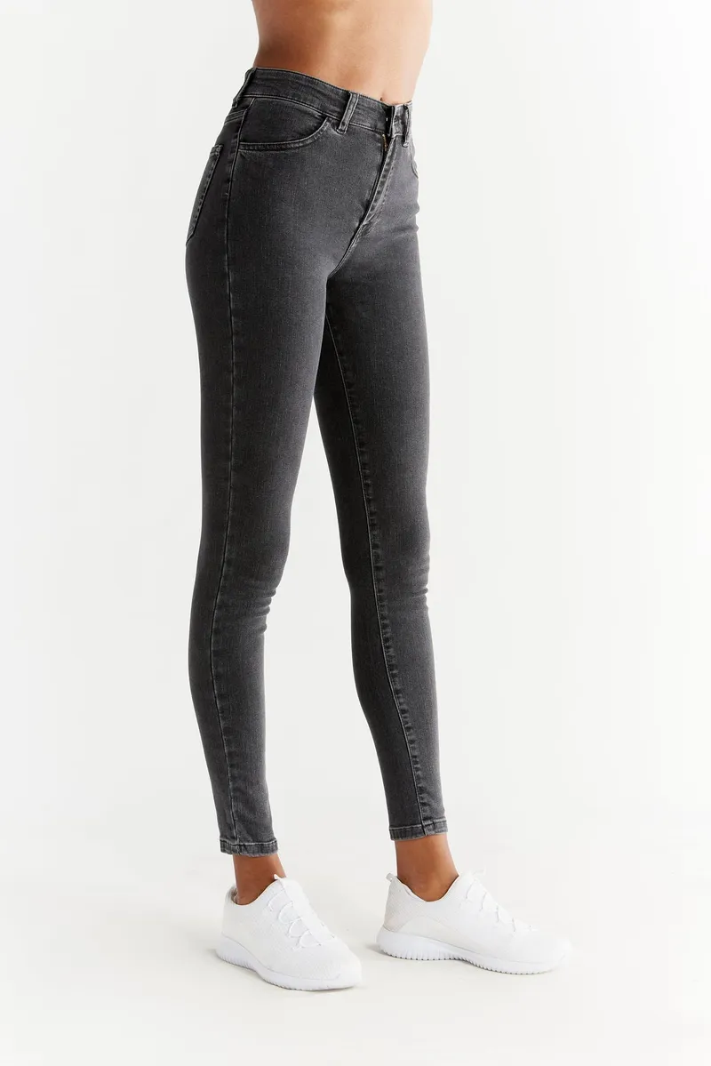 Evermind Evermind Damen vegan Jeans Stretch Skinny Fit Aschgrau, Grau, – Produktbild 1 von 2