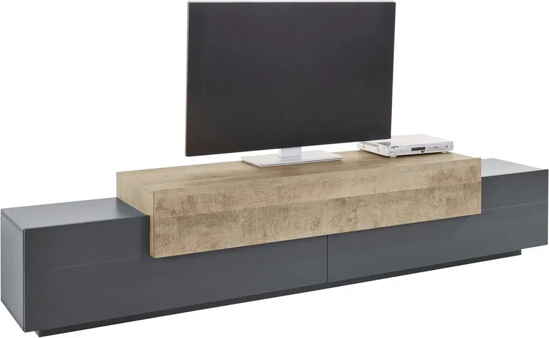 Home affaire Lowboard Coro,Lowboard,TV-Kommode,TV-Möbel,TV-Bank, mit 3 Klappen, (B/T/H) 240x45x51,6 cm, Grau, – Produktbild 2 von 5