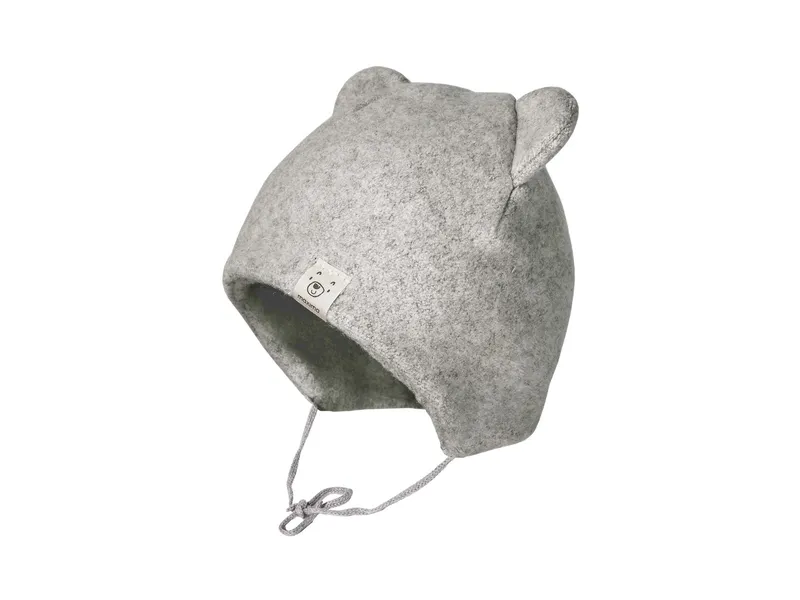 Maximo Baby Mütze mit Öhrchen Bio-Baumwolle Fleece grau-meliert Gr. 45, Grau, – Produktbild 2 von 2