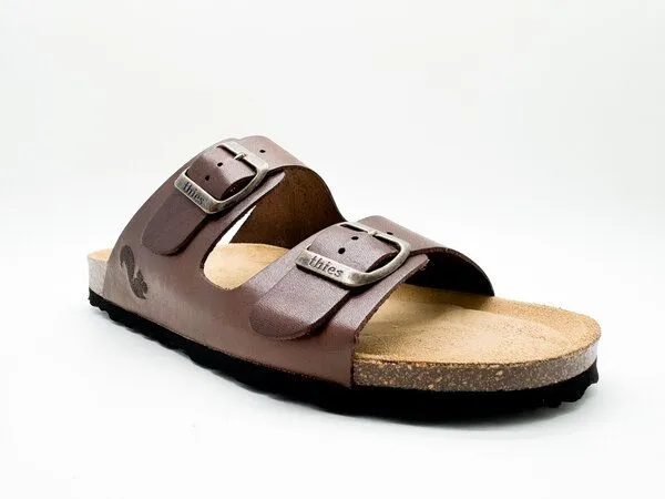 thies thies ® Eco Sandalen aus vegetabil gegerbtem Leder, Dark brown (dunkelbraun), – Produktbild 2 von 4