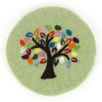 GLOBO Fair Trade GLOBO Fair Trade Topfuntersetzer TREE OF LIFE aus Wollfilz, Graugrün, – Produktbild 1 von 1
