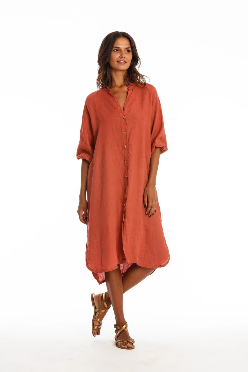 RAVENS VIEW IBIZA RAVENS VIEW IBIZA Damen vegan Hemdkleid Mei Earth Rot, Hellrot, – Produktbild 2 von 2