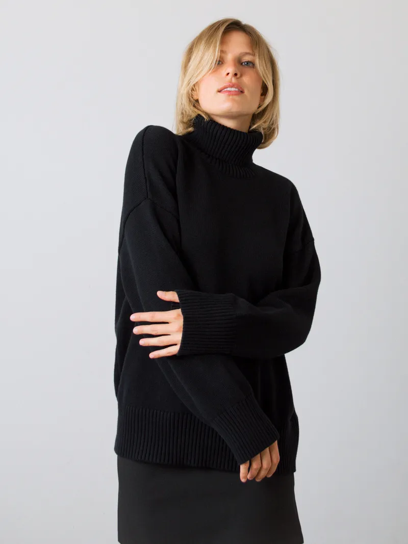 Honest Basics Honest Basics Damen vegan Rollkragenpullover Chunky Schwarz, Schwarz, – Produktbild 1 von 2