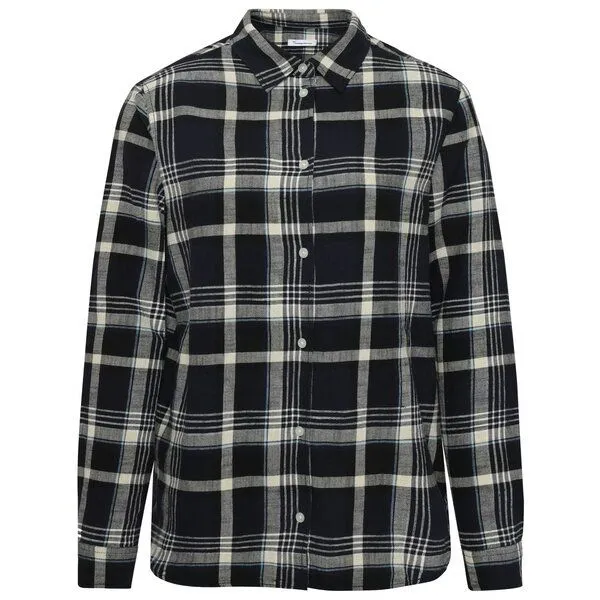 KnowledgeCotton Apparel KnowledgeCotton Apparel Flanell-Bluse Check, Black jet, – Produktbild 1 von 4