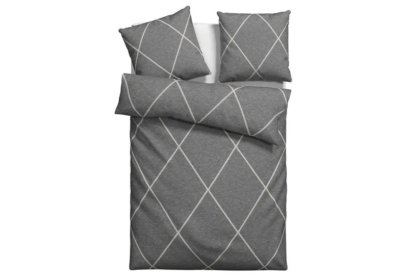 OTTO home Bettwäsche Belle in Gr. 135x200 oder 155x220 cm, Bettwäsche-Set gemustert, Renforcé, 2 teilig, Renforcé Qualität, Reißverschluss, 100% Baumwolle, Grau, – Produktbild 1 von 4