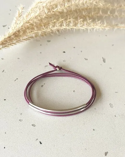 pikfine pikfine Tube Armband “Tingval” silber, Aubergine, – Produktbild 1 von 4