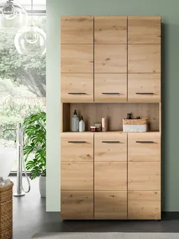 Inn.Furn Hochschrank Cover (Badschrank und Mehrzweckschrank in Eiche Artisan, 6-türig, 90 x 185 cm) mit 8 Böden und 12 Fächern – Produktbild 1 von 1