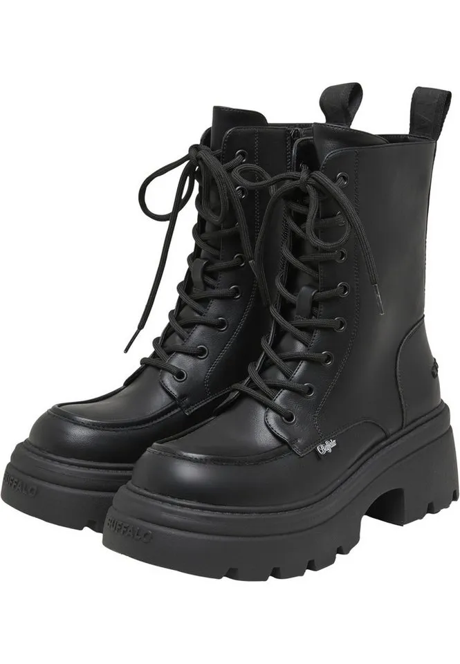 Buffalo Buffalo ZAVEN LACE UP MID - VEGAN NAPPA Stiefel, Schwarz, – Produktbild 1 von 5
