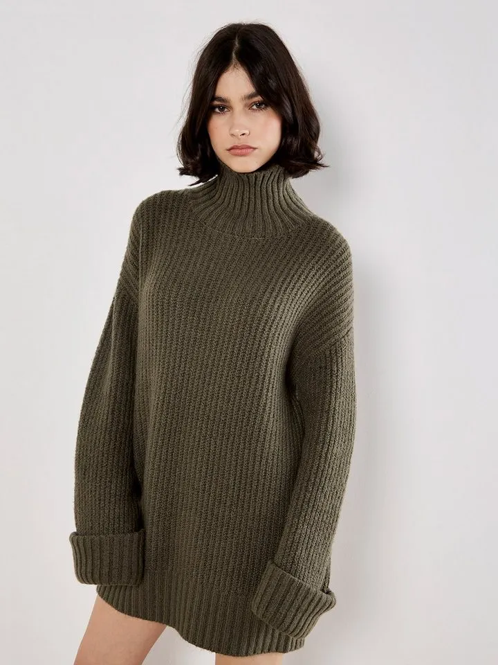 Apricot Apricot Rollkragenpullover Pulloverkleid im Oversized-Stil, Grün, – Produktbild 1 von 4