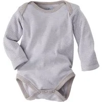 HANS NATUR Baby Langarmbody Bio-Baumwolle grau-weiß gestreift Gr. 74/80 – Produktbild 1 von 1