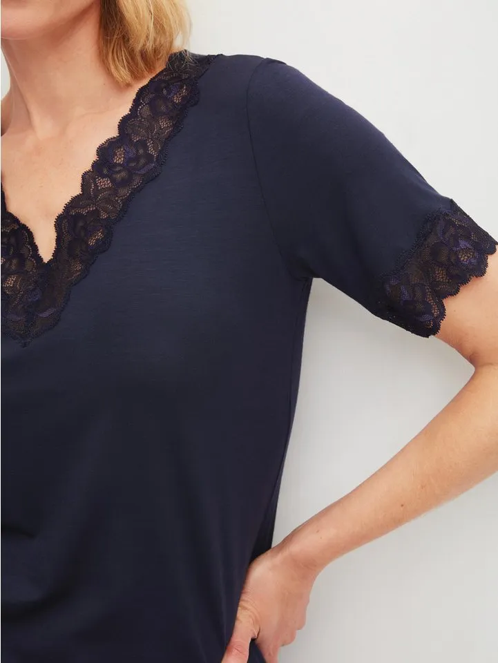 CALIDA CALIDA Shorty Elegant Dreams (2 tlg) mit süßem Spitzenbesatz, Blau, – Produktbild 4 von 5